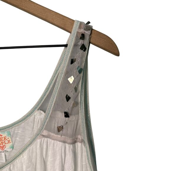 Free People White and Turquoise Blouse - Picture 5 of 9